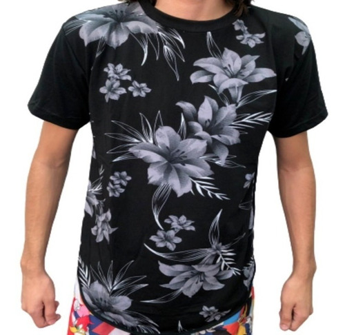 Kit 4 Camiseta Camisa Masculina Long Line Florido Floral  
