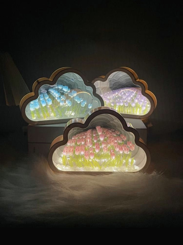 Zh Luz Nocturna Con Espejo Tulipán Led Nube For Dormitorio