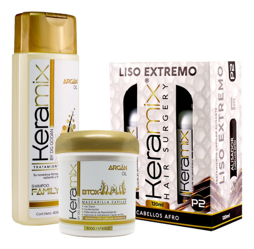 Combo Alisado Extremo Keramix 120ml + Shampoo Y Mascarilla
