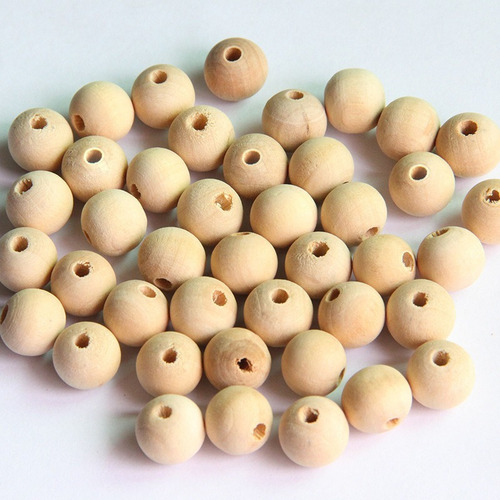 200 Piezas De Bolas De Cuentas De Madera Redondas Naturales