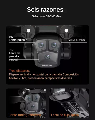 Drone Mini 8k C12pro Con Triple Cámara Hd 2.4ghz Negro