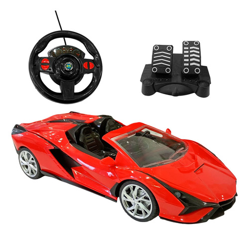 Auto A Control Remoto Rc Volante+ Pedalera Deportivo El Rey