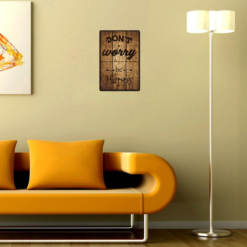 Imagen 3 de 6 de Carteles Decorativos Chapa De Madera - Don't Worry Be Happy