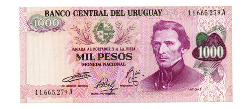 Uruguay Billete 1000 Pesos Moneda Nacional Año 1974 P#52