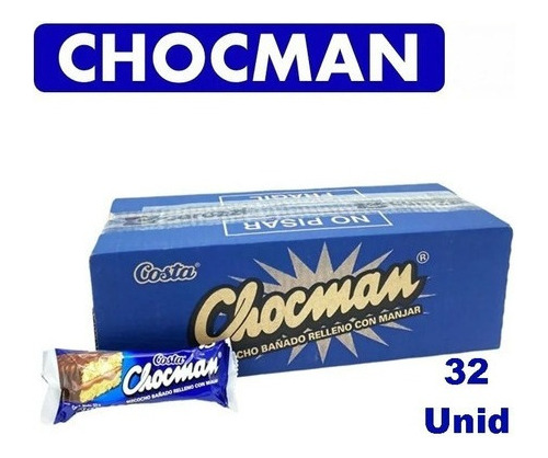 Bizcocho Chocman Relleno De Manjar De 32 Unidades