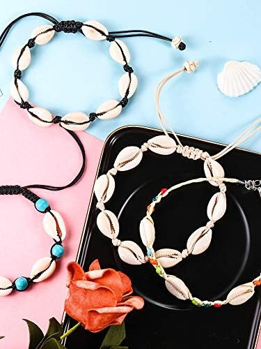 Meekoo 4 Pulseras De Tobillo De Concha De Cauri Natural, Pul