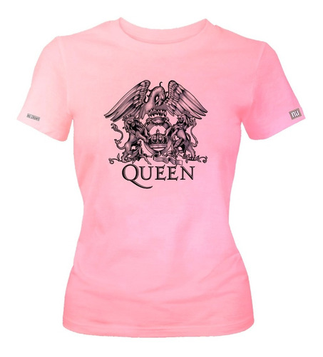 Camiseta Queen Escudo Plateado Roca Rock Metal Dama Ikrd