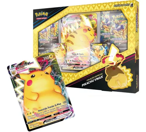 Box de Cartas Pokémon - Pikachu Vmax - Realeza Absoluta - Coleção