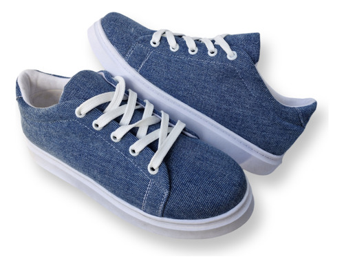Tenis Mezclilla Casual Cómodos Para Mujer Cls