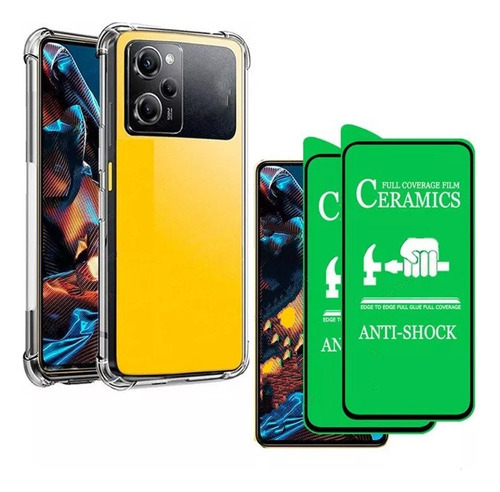 Capa + 2x Películas Ceramica 9d Para Xiaomi Poco X5 Pro 5g Cor Transparente