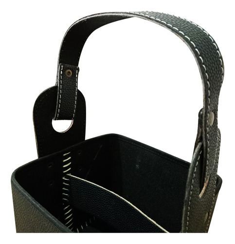 Canasta Matera Eco-cuero - Grabado Laser Personalizable Negro