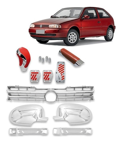 Kit Chrome Vermelho Gol G2 2000 2001 2002 2003 + Cromados