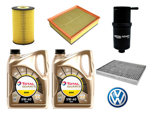 Kit Filtros Vw Amarok 2.0 Td + Aceite Total 9000 5w40 8l