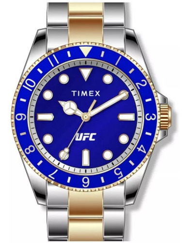 Reloj Timex Ufc Debut Modelo: Tw2v58400 Color de la correa Bicolor Color del bisel Plateado Color del fondo Azul
