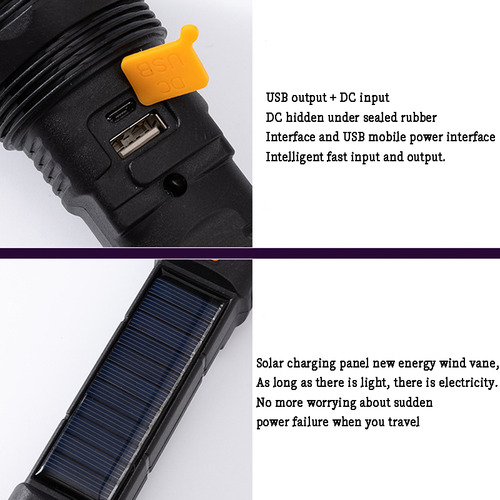 Linterna Led De Alta Potencia, Luces Solares Y Recargables P