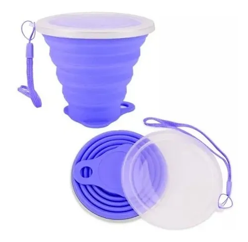 Vaso Plegable De Silicona Con Tapa Portable Reusable 270 Ml