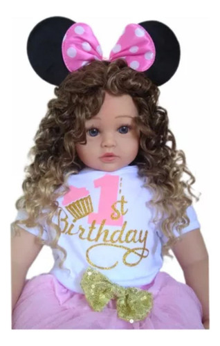 Boneca Bebê Reborn Real Princesa Aurora 1º Aniversario