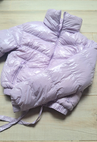 Campera Puffer Inflable Charol Lila Pastel Mujer Niña