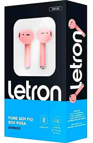 Fone De Ouvido Sem Fio Box Com Case Earbuds Cores - Letron