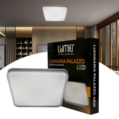 Luminária Plafon Lumier Led Integrado Ip20 48w 3/4/6000k