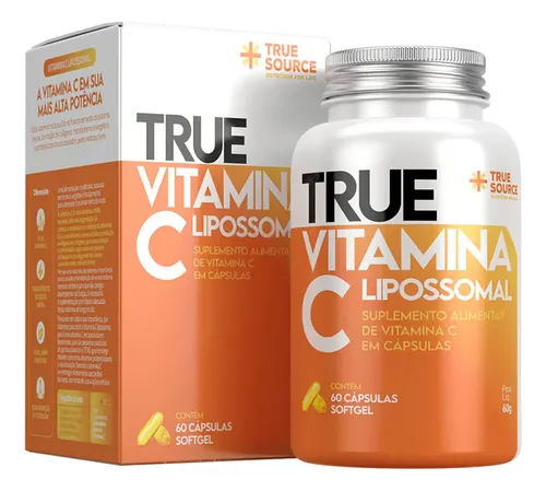 True Vitamina C Lipossomal 60 Cápsulas True Source Sem Sabor