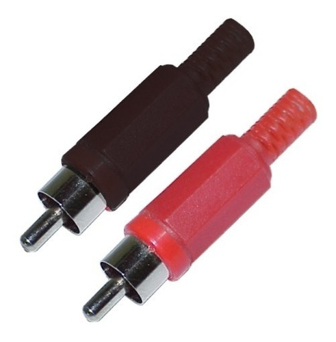 Plug Rca Plastico Rojo/negro Con Colita Pack 4pares 