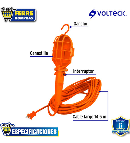 Lámpara Taller Con Canastilla Plástica,
