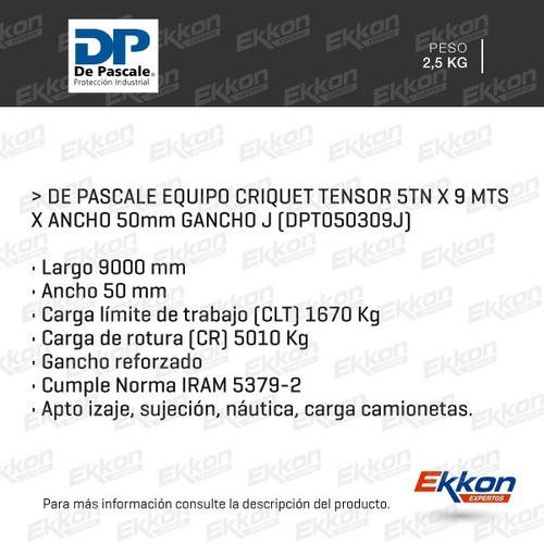 Criquet Cinta Amarre Traka Zuncho Tensor 5tn 9mts De Pascale