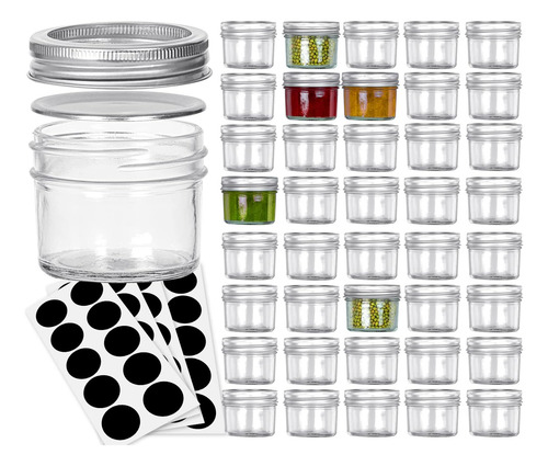 Verones Mason Jars, Tarros De Conservas De 4 Oz Con Tapas Y