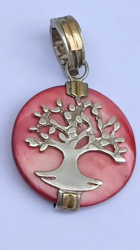 Dije De Plata Y Oro Arbol De La Vida Con Nacar