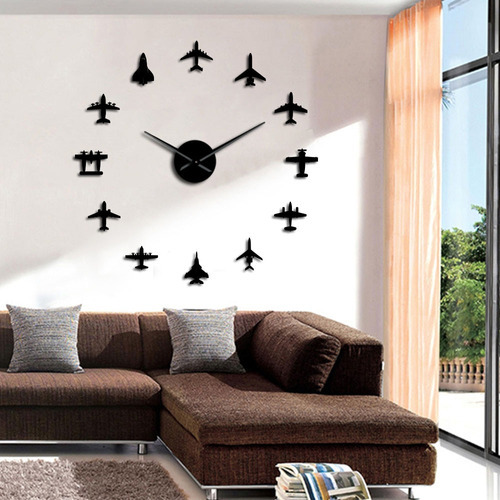 Reloj De Pared Gigante Moderno Con Diseño De Avión De Combat