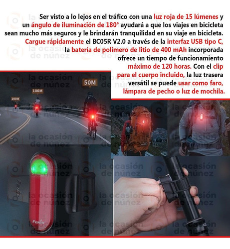 Imagen 3 de 7 de Luz Trasera Bicicleta Recargable Fenix Bc05r V2.0