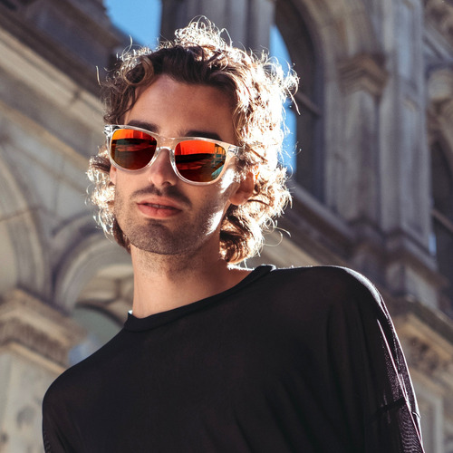 Anteojos De Sol Polarizados Kanastal Talle Unitalla (medianos/m/142mm & 50mm) Diseño Transparente Rojo Armazón Transparente Y Lente Naranja Deportivo Manejar Moda Clásico Retro Vintage Unisex