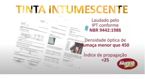 Tinta Anti-Chama Intumescente Corta Fogo Base Água 3,6Lts - Maza