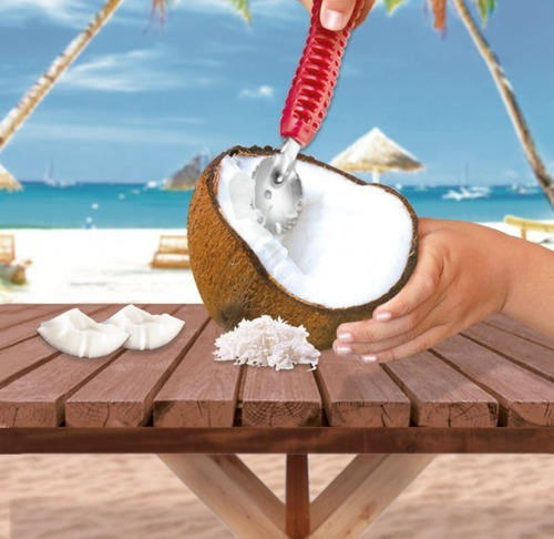 Imagem 3 de 5 de Raspa Coco Raspador Inox Manual Com Cabo Reforçado Keita