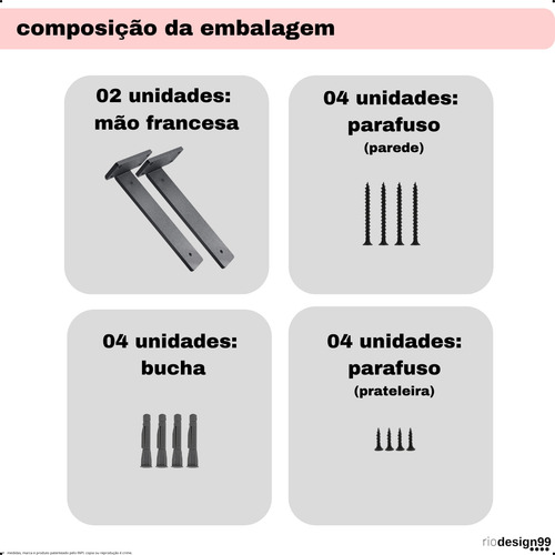 10cm - Mão Francesa Cantoneira Preta Invisível - rio design99 - Ferro Aço Suporte Para Prateleira Reforçada Resistente Industrial Madeira Bancada Estante s61