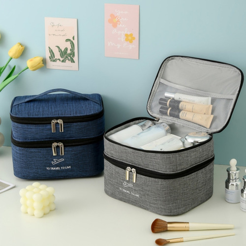 Organizador Maquillaje Con Estuche Para Brochas Y Cremas Negro