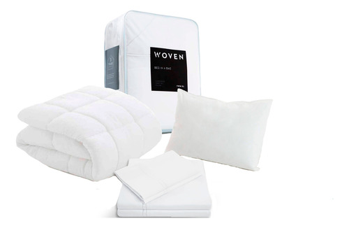 Set 7 Pz King Size Edredón Con Sábanas Y Fundas Premium Blanco Liso