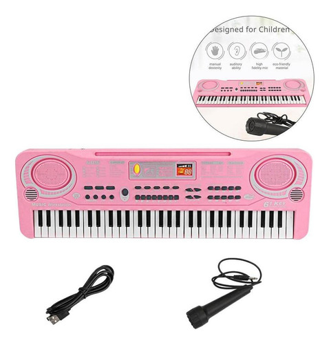 61 Teclas Electrónico Piano Digital Musical Con Micrófono,