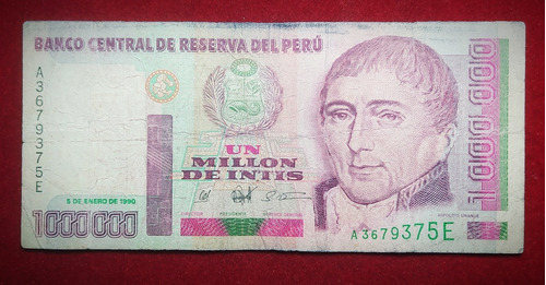 Billete 1000000 Intis Peru 1990 Pick 148 H. Unanue 