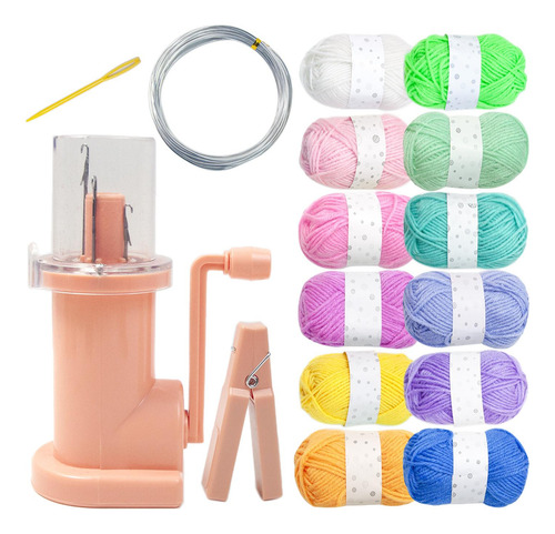 Máquina De Tejer A Mano, Adorno Hilo De 12 Colores Rosa