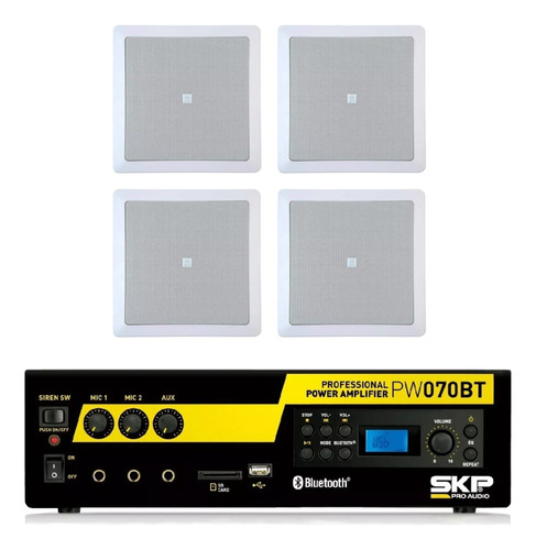 Kit Som Ambiente 4 Arandelas Embutir Jbl + Amplificador Skp