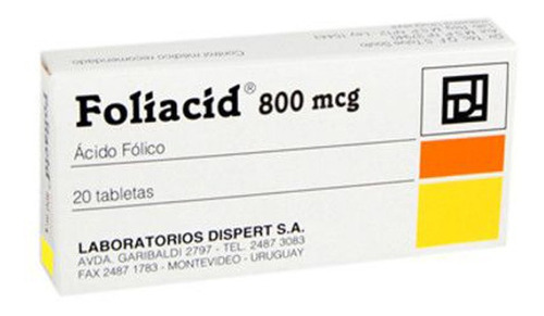 Foliacid® 800mcg X 20 Tabletas (ácido Fólico)