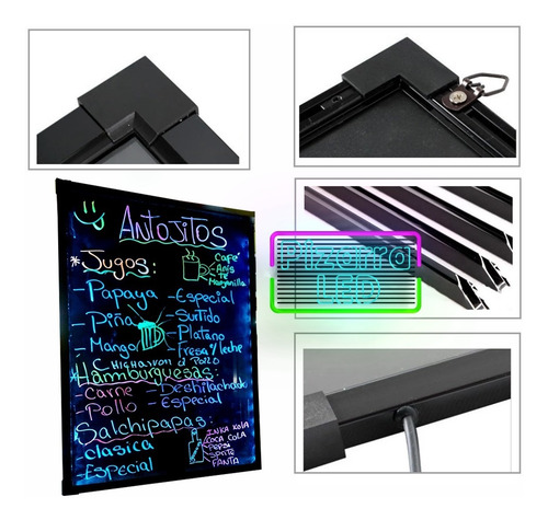 Pizarra Led Publicitaria Luces Neon Para Negocio + 8 Plumón