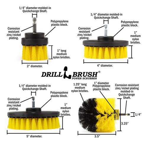 Drillbrush De 4 Piezas De Azulejo De Nylon Poder Del Cepillo Y De La Lechada De Baño Kit De Limpieza Friega El Cepillo - Taladro Cepillo Eléctrico De Cepillo Del Depurador