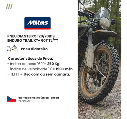 Pneu Dianteiro 120/70 B19 Mitas Enduro Trail Xt+ (e-09) 60 T