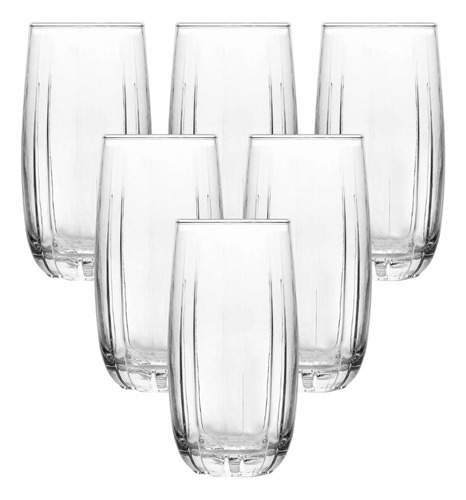 Kit 6 Copo Vidro Una Long Drink 510ml Suco Agua Transparente