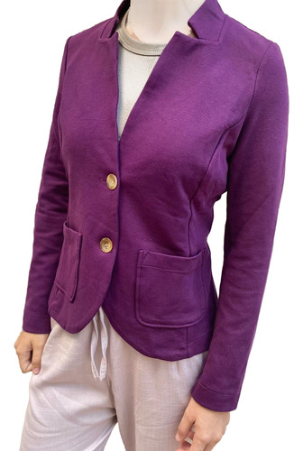 Blazer T M Algodon Textura Import C Spandex Oulet Leer Oport Uva/berengena M