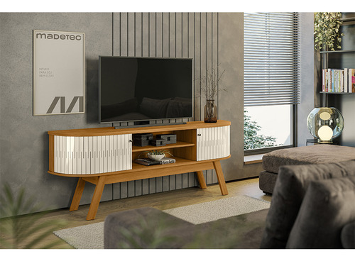 Mueble Para Tv 75 Mod Valencia Color Cinamomo/blanco Off White