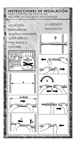 Imagen 6 de 10 de Barral Para Cortina De Baño Extensible De 1 A 2 Mtrs Blanco